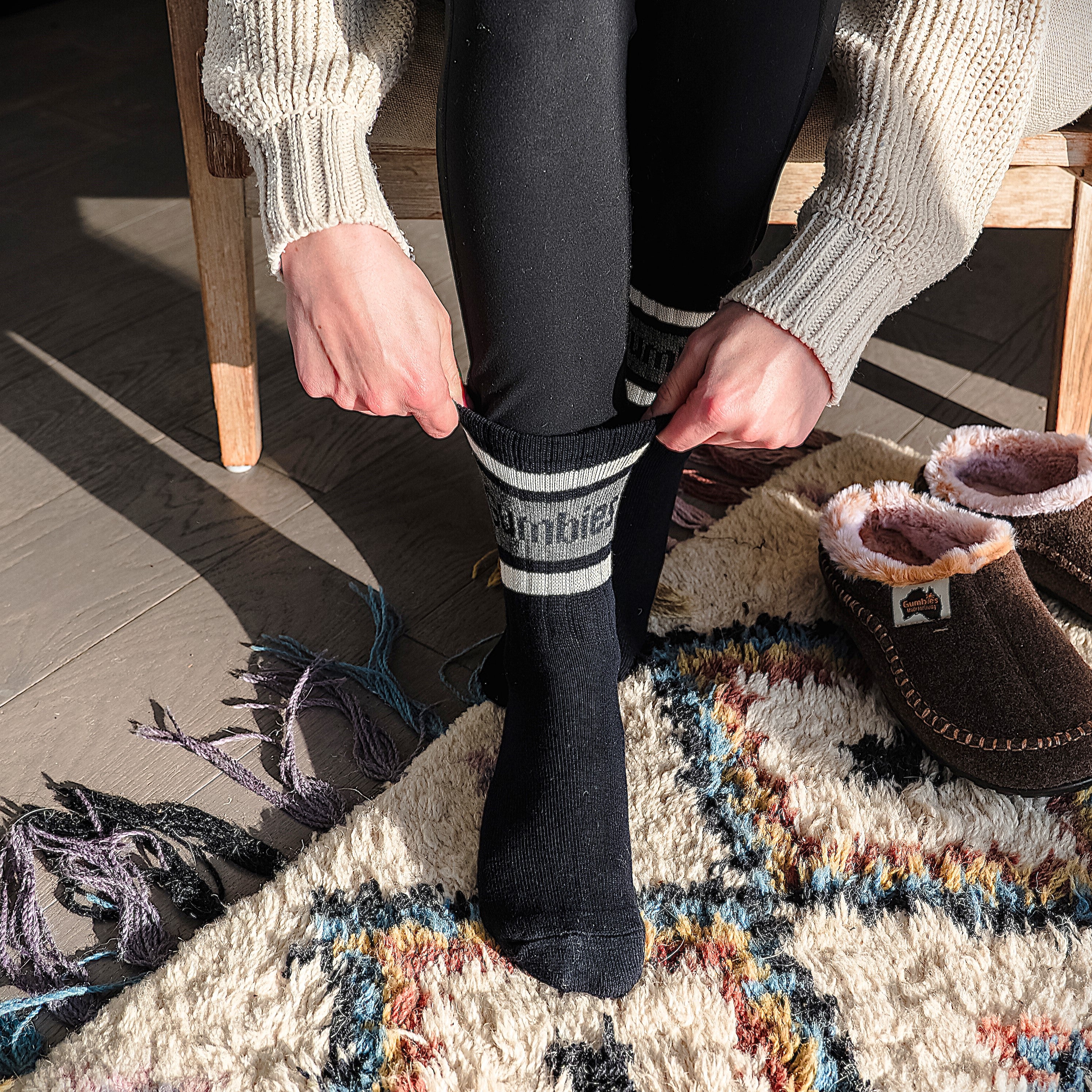 GUM Crew Sock - Women's - Black & Blue - Image 3