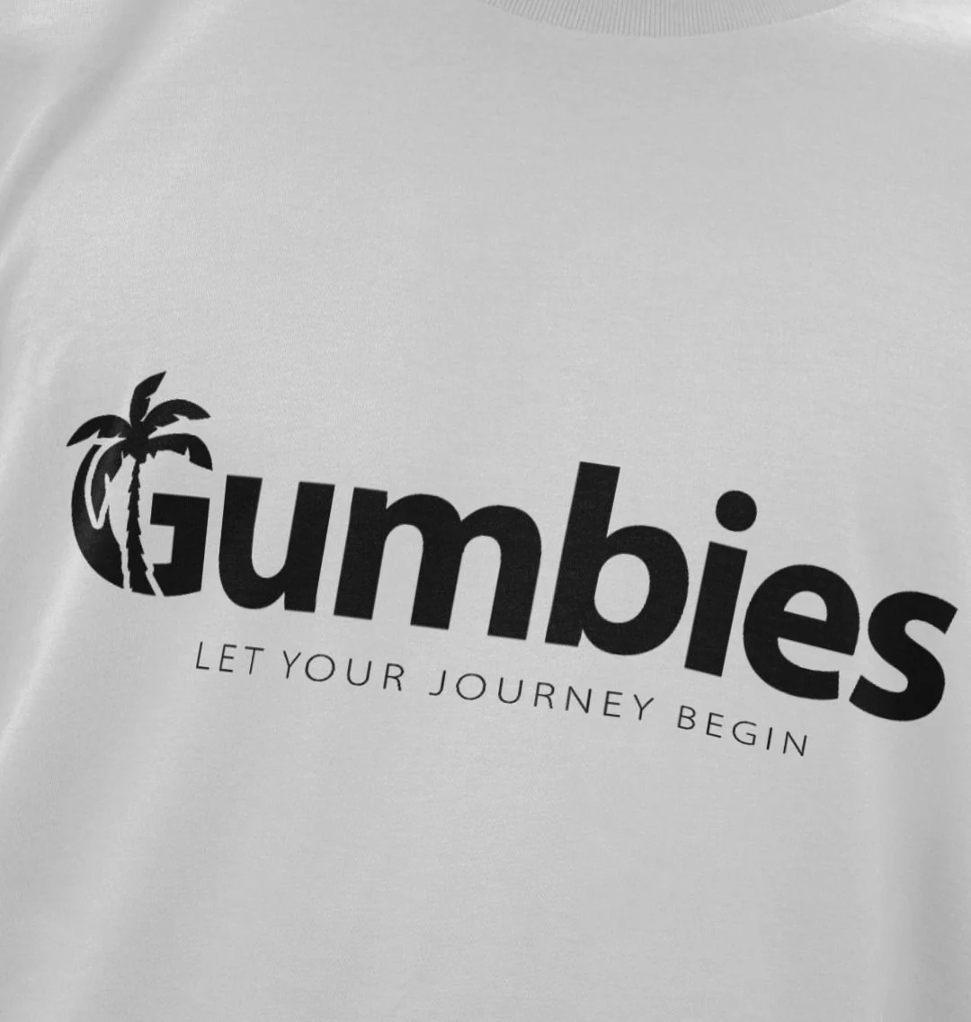 Gumbies Full Logo White/Black - Unisex Organic Cotton T-Shirt - Image 3