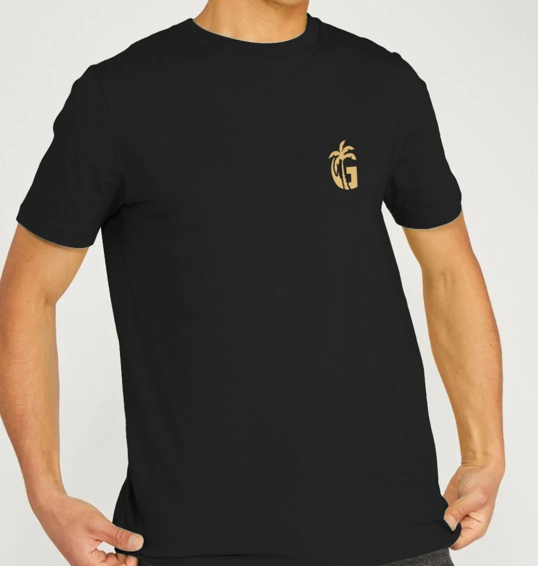 Gumbies G Chest Logo Black/Yellow - Unisex Organic Cotton T-Shirt - Image 3