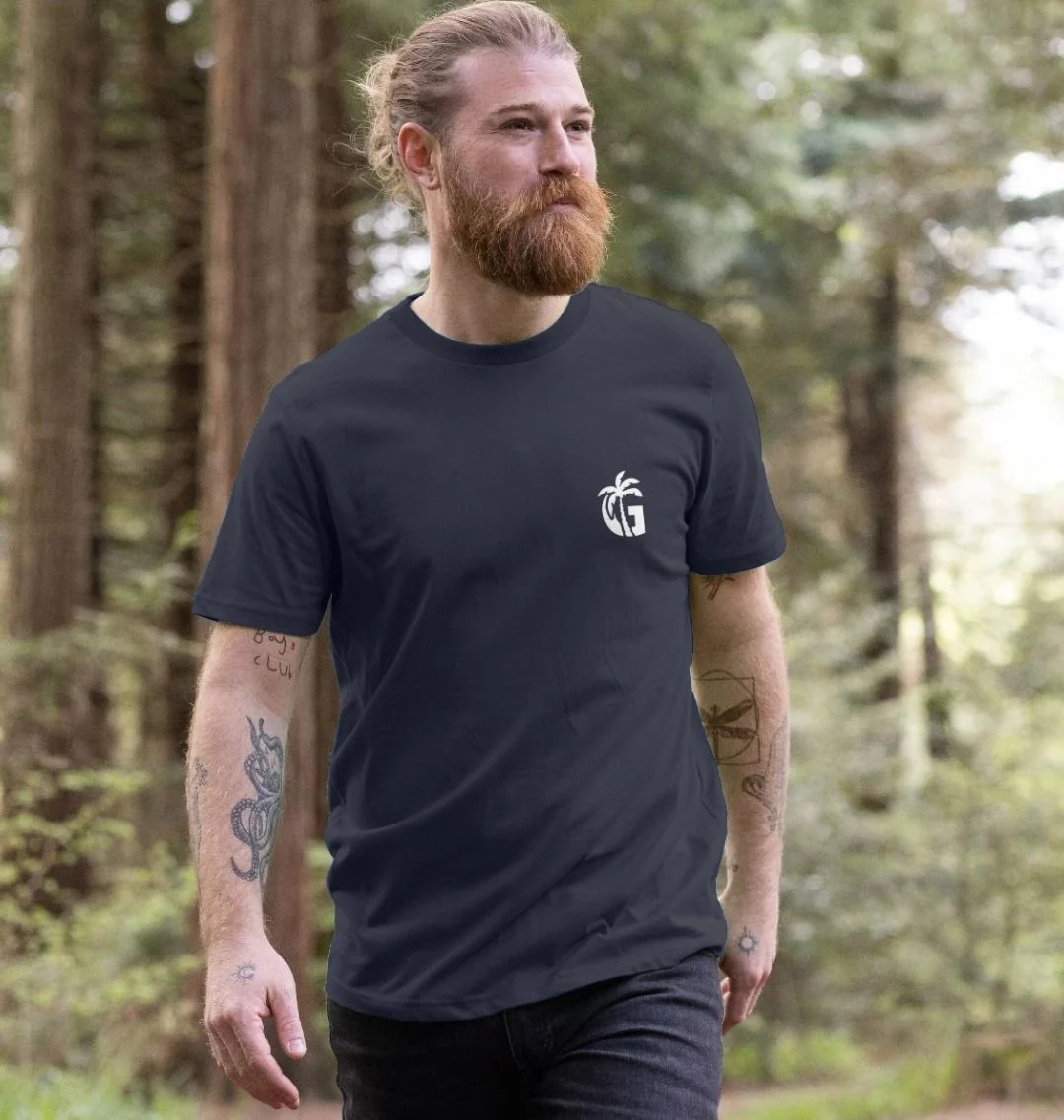 Gumbies G Chest Logo Navy/White - Unisex Organic Cotton T-Shirt - Image 3