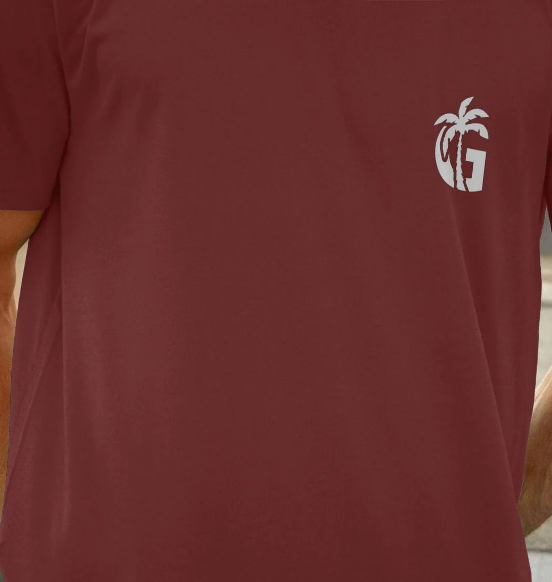 Gumbies G Chest Logo Red Wine/White - Unisex Organic Cotton T-Shirt - Image 4