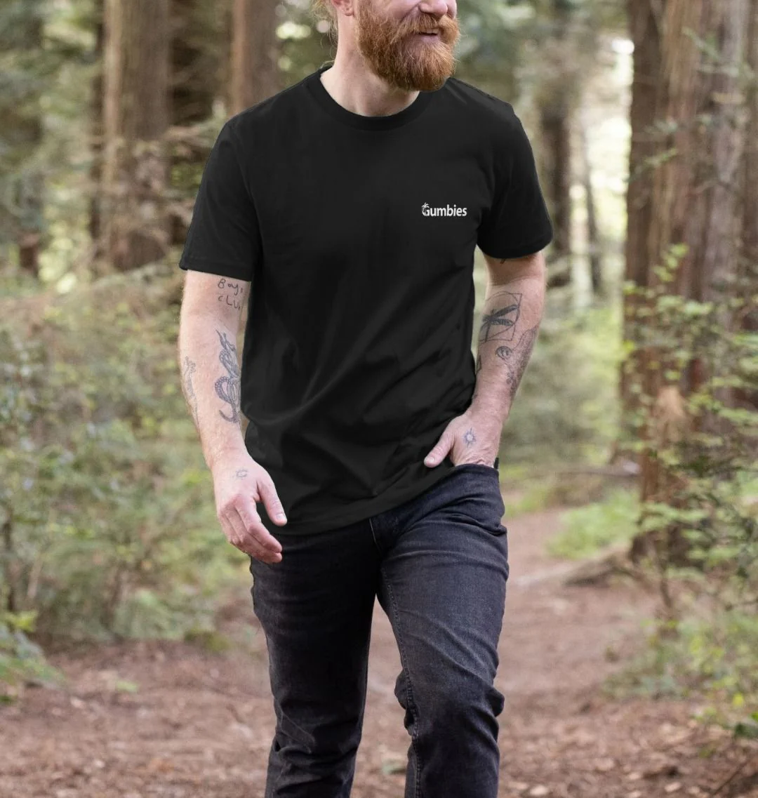 Gumbies Small Full Logo Black/White- Unisex Organic Cotton T-Shirt - Image 4