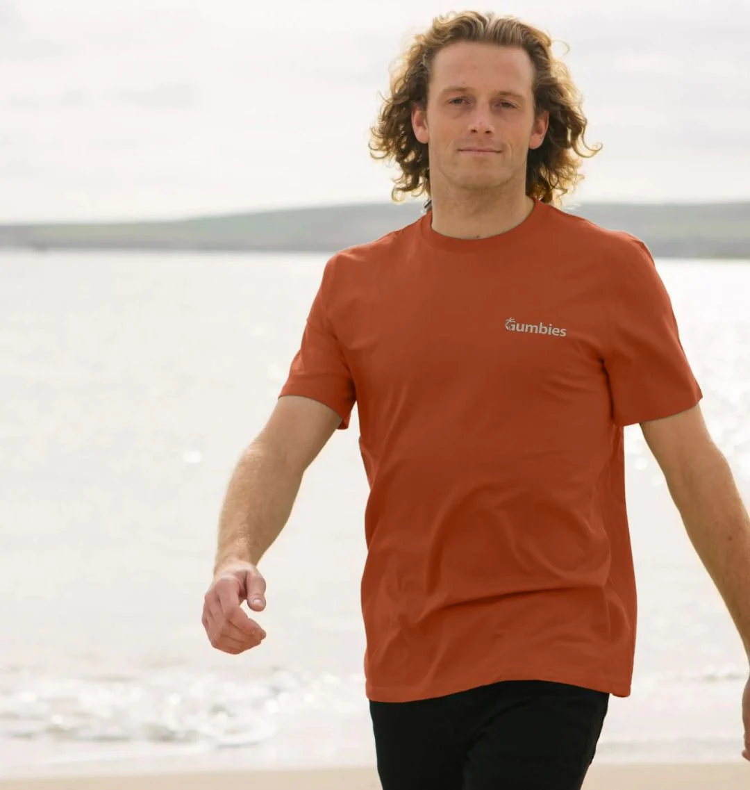 Gumbies Small Full Logo Rust/Cream - Unisex Organic Cotton T-Shirt - Image 3