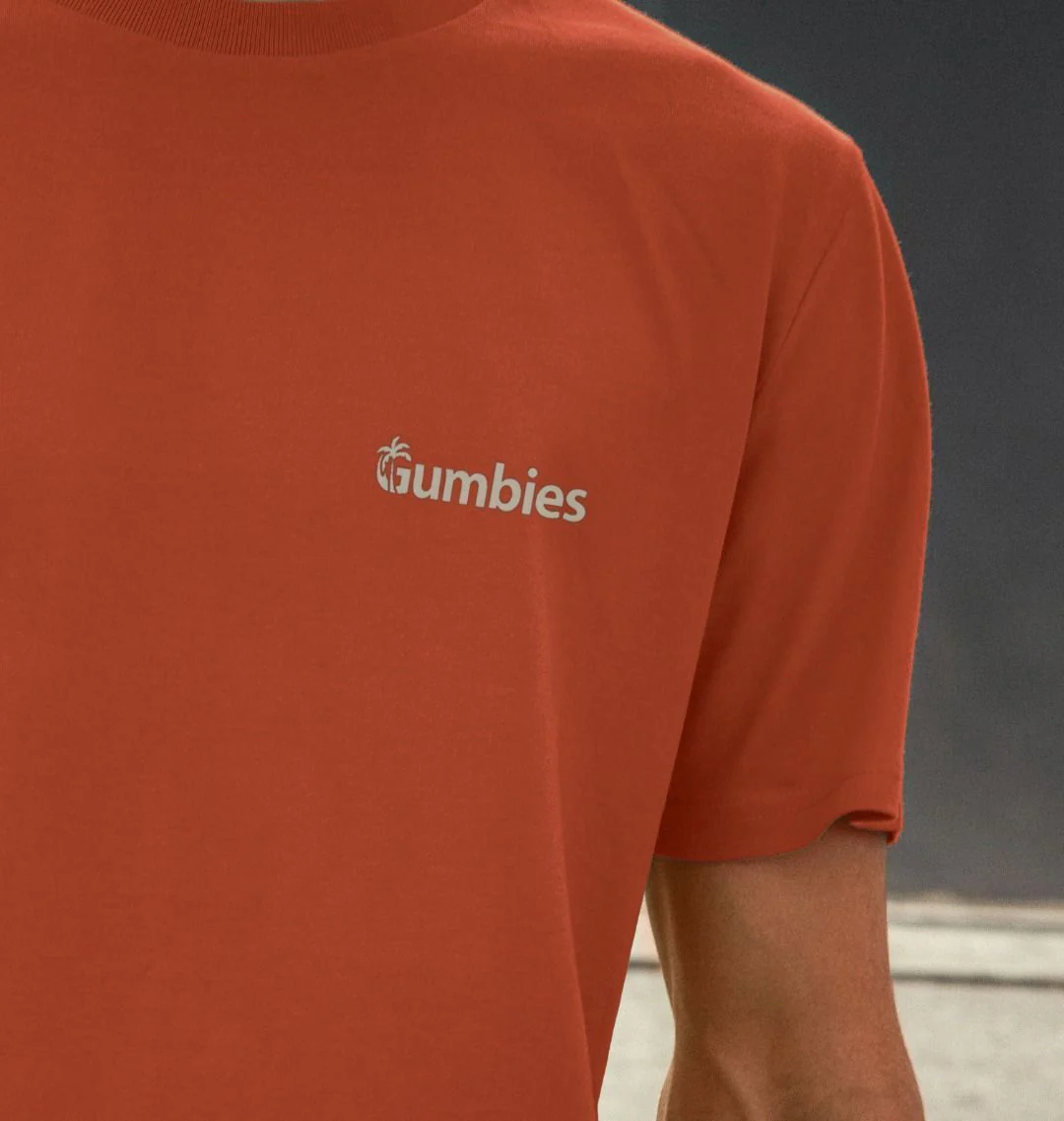 Gumbies Small Full Logo Rust/Cream - Unisex Organic Cotton T-Shirt - Image 4