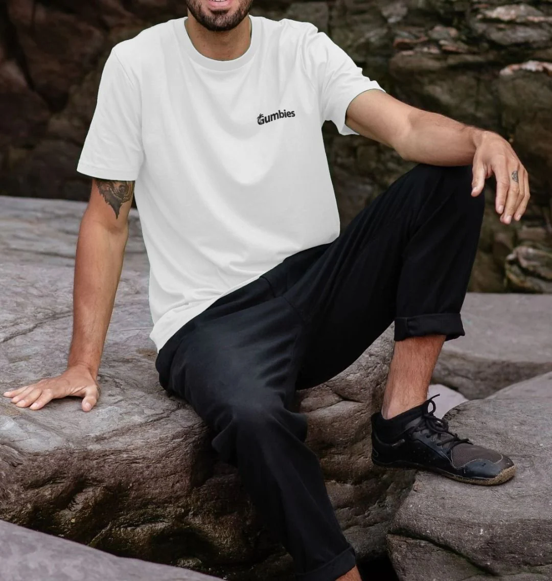 Gumbies Small Full Logo White/Black - Unisex Organic Cotton T-Shirt - Image 3