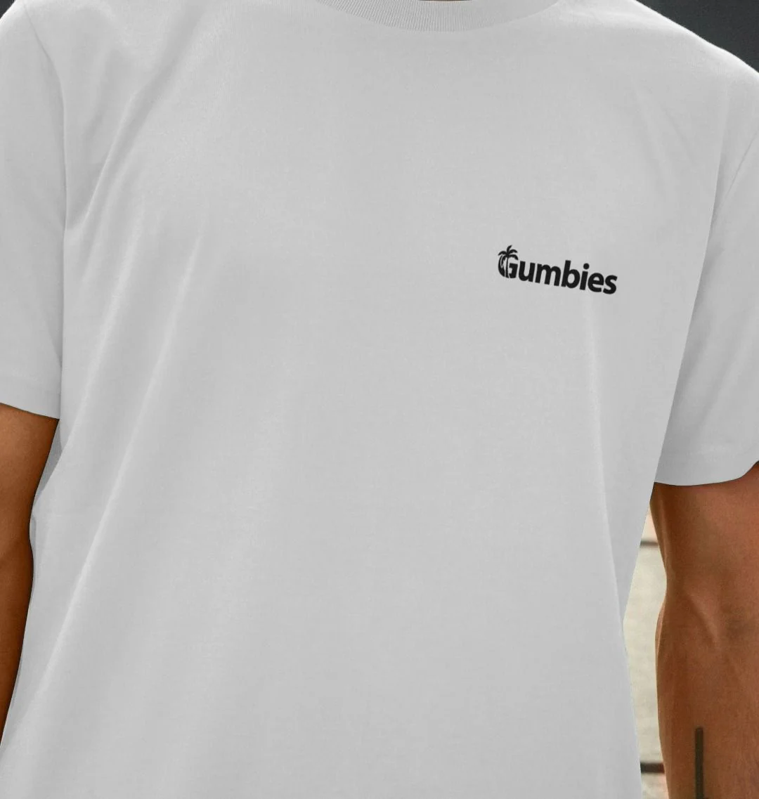 Gumbies Small Full Logo White/Black - Unisex Organic Cotton T-Shirt - Image 4