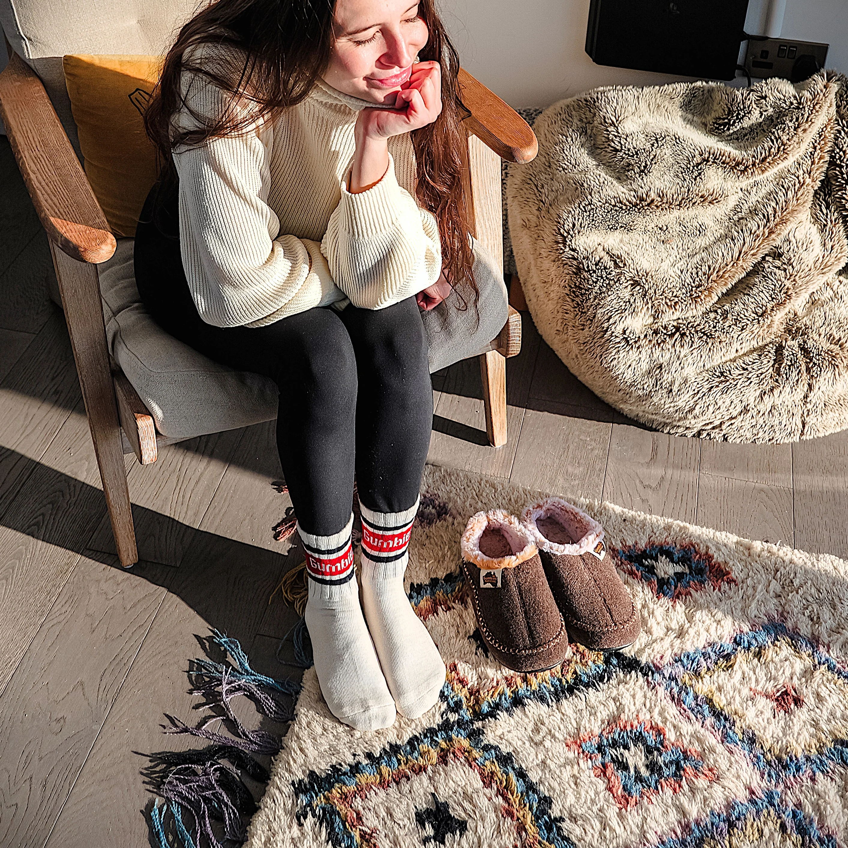 GUM Crew Sock - Women's - Cream & Red - Image 3