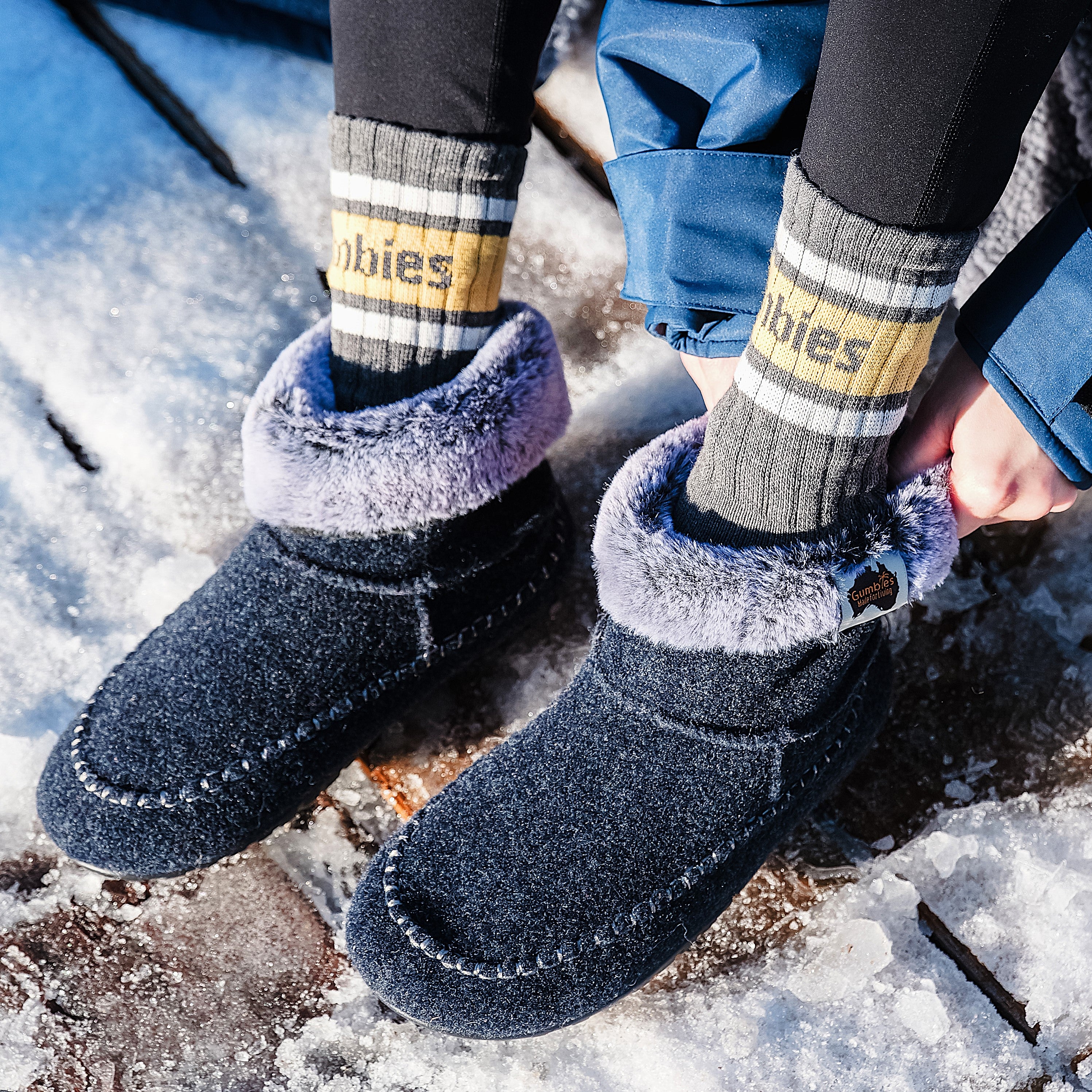 GUM Crew Sock - Women's - Grey & Curry - Image 3