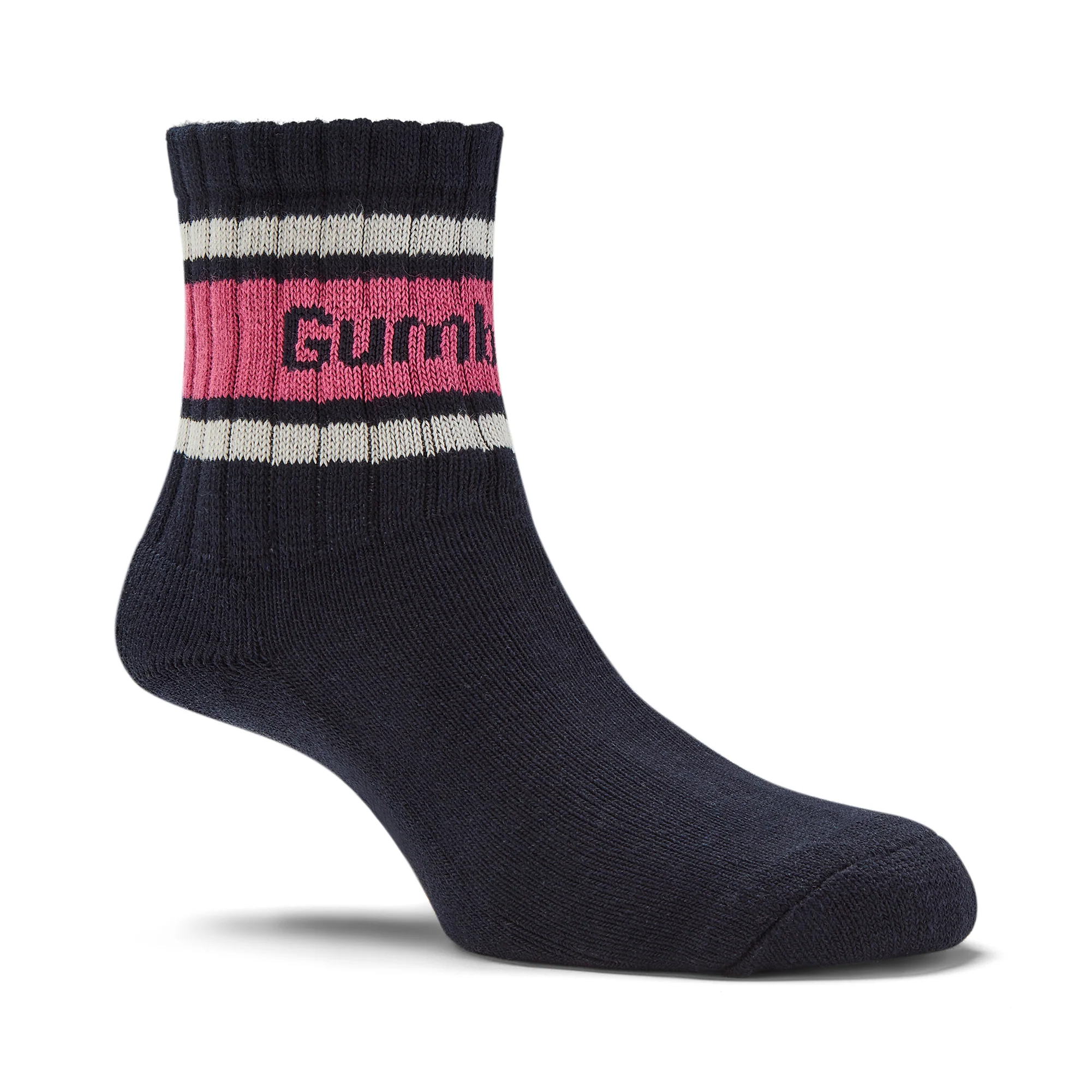 GUM Crew Sock - Women's - Navy & Pink - Image 6